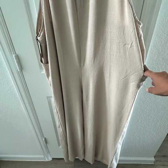 Womens Utcoco Collection Linen Blend Wide-Leg Overalls - Picture 8 of 12